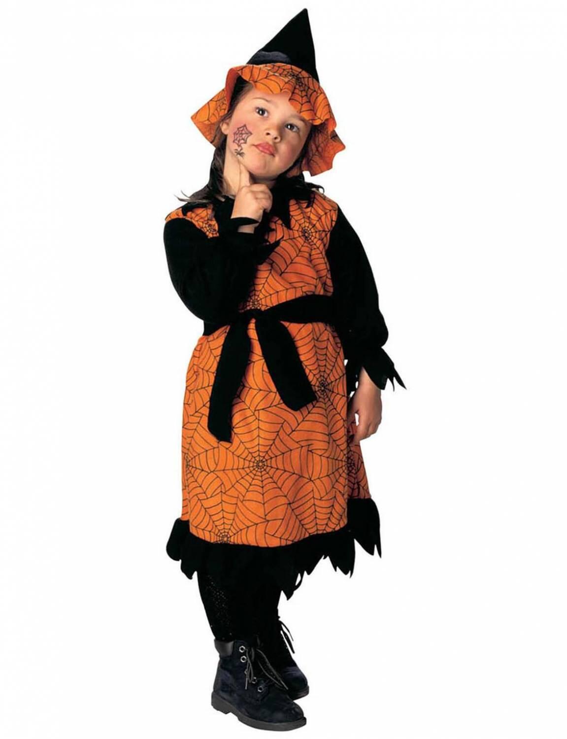 Karneval Halloween Mädchen Kostüm Kleine Hexe orange