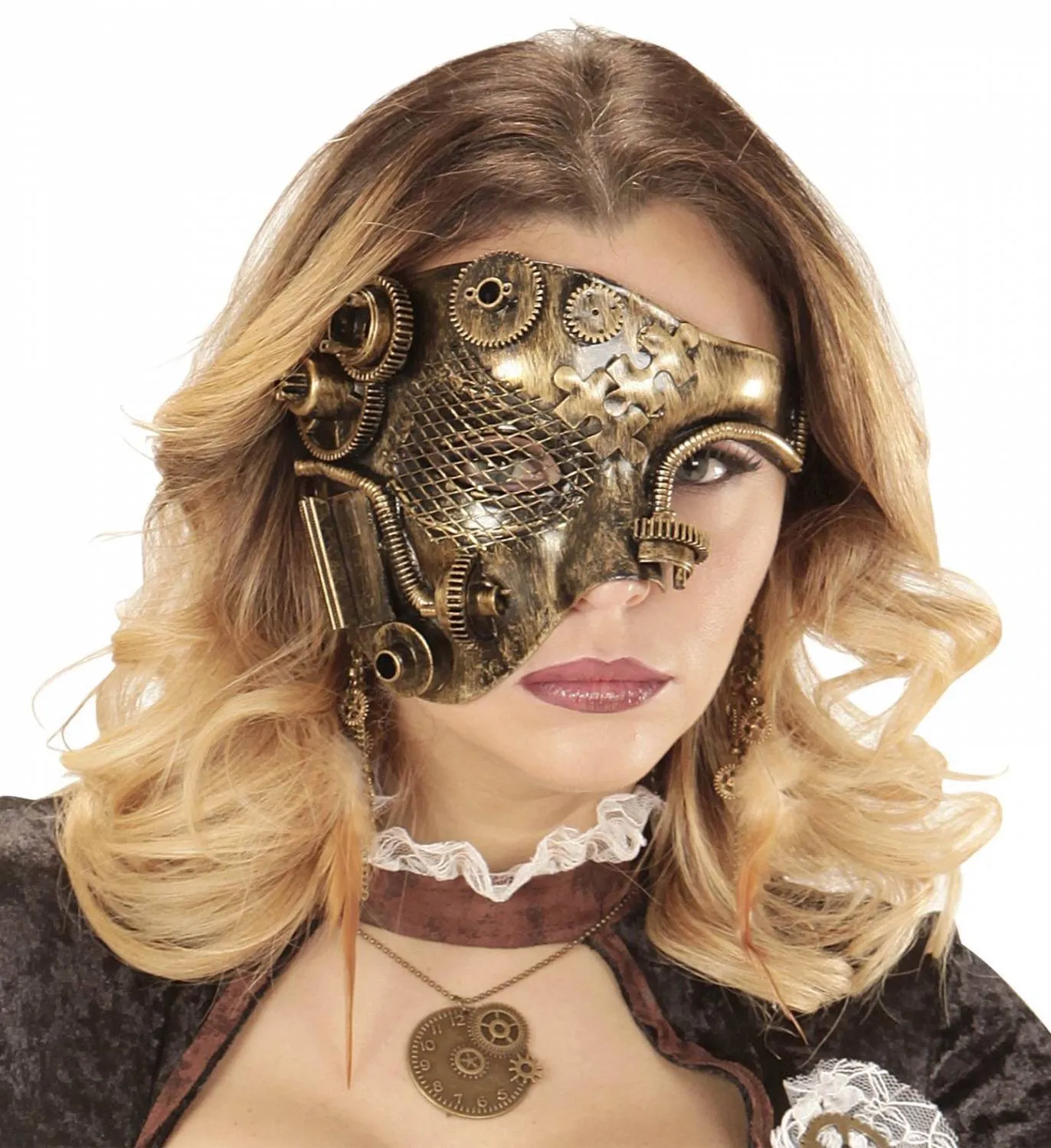Karneval Maske Steampunk asymmetrisch Farbwahl - Gold