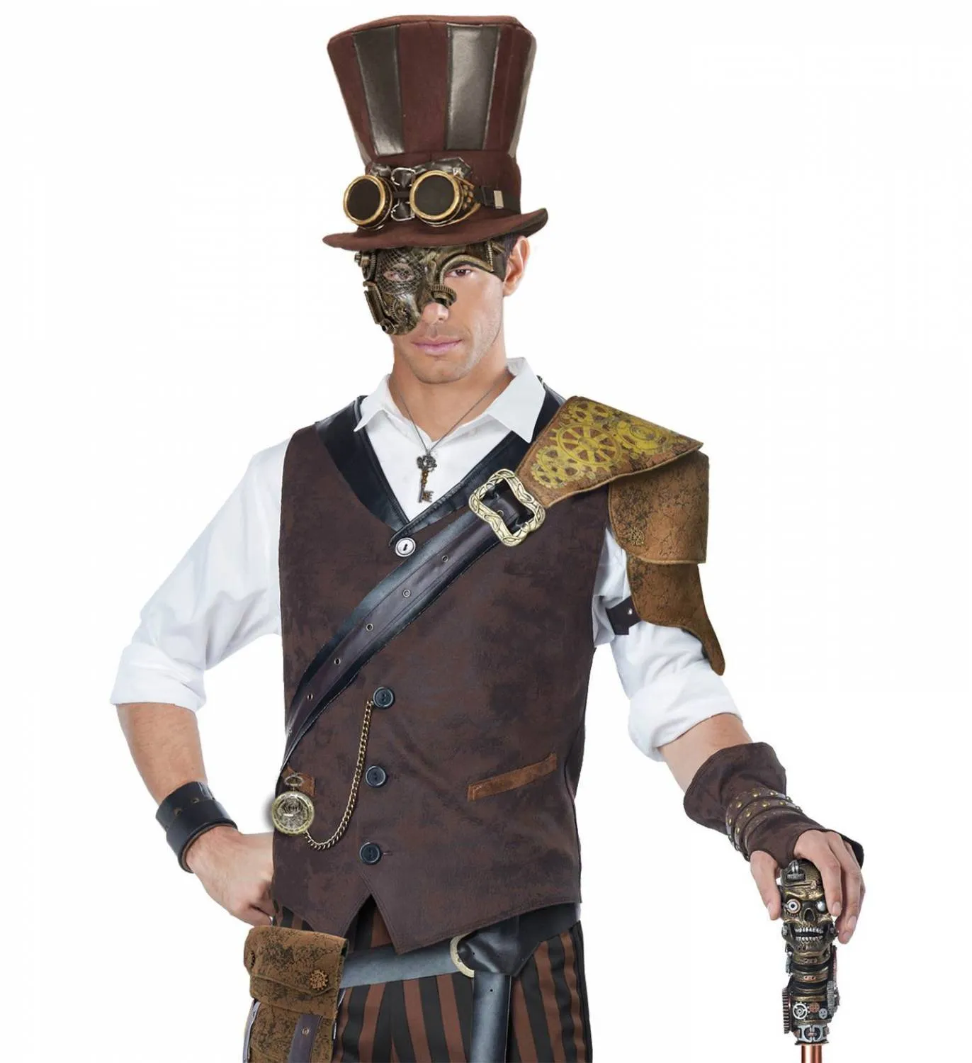 Karneval Maske Steampunk asymmetrisch Farbwahl - Gold