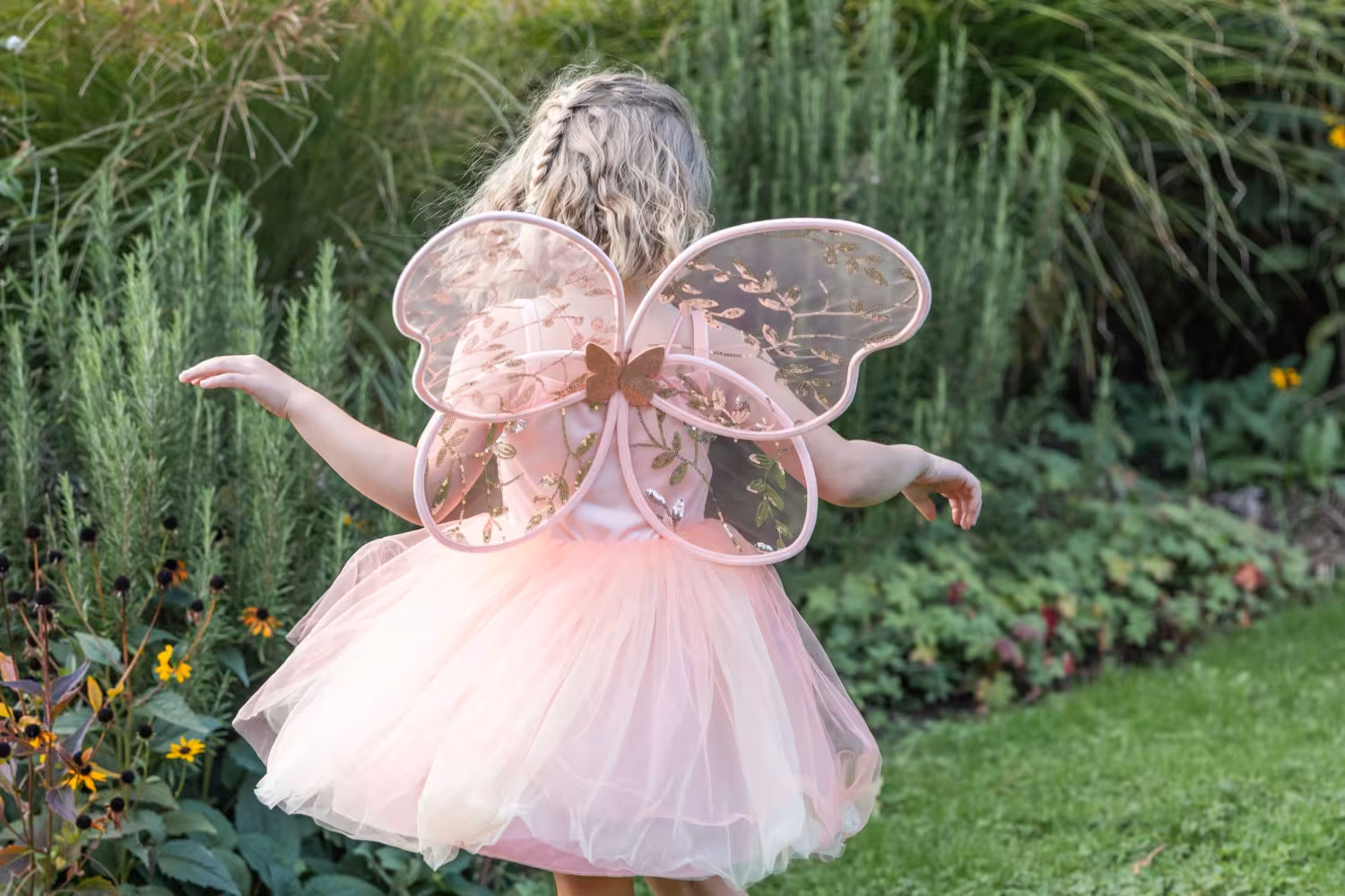 Karneval Mädchen Kostüm Schmetterling aprikot hinten