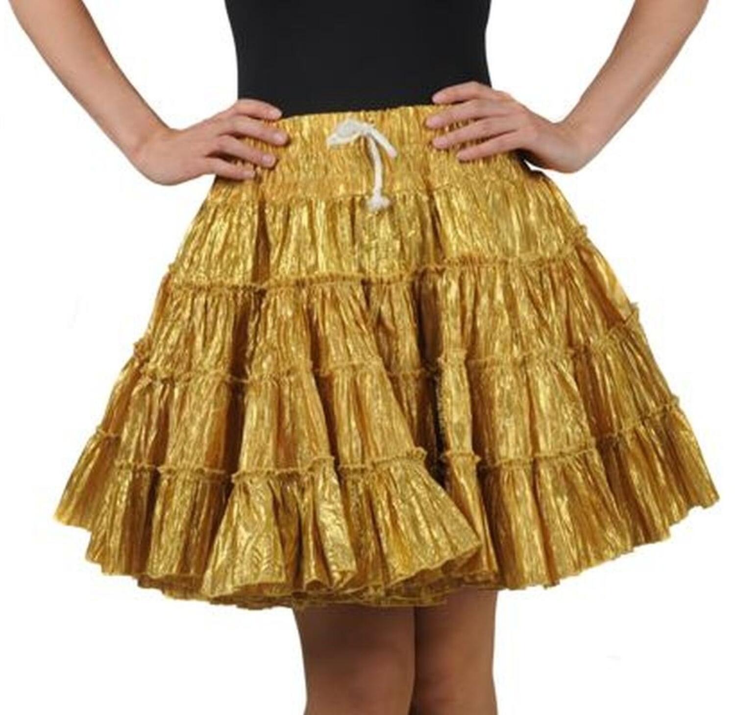 Thetru Karneval Damen Petticoat Volant Rock Metallic Gold