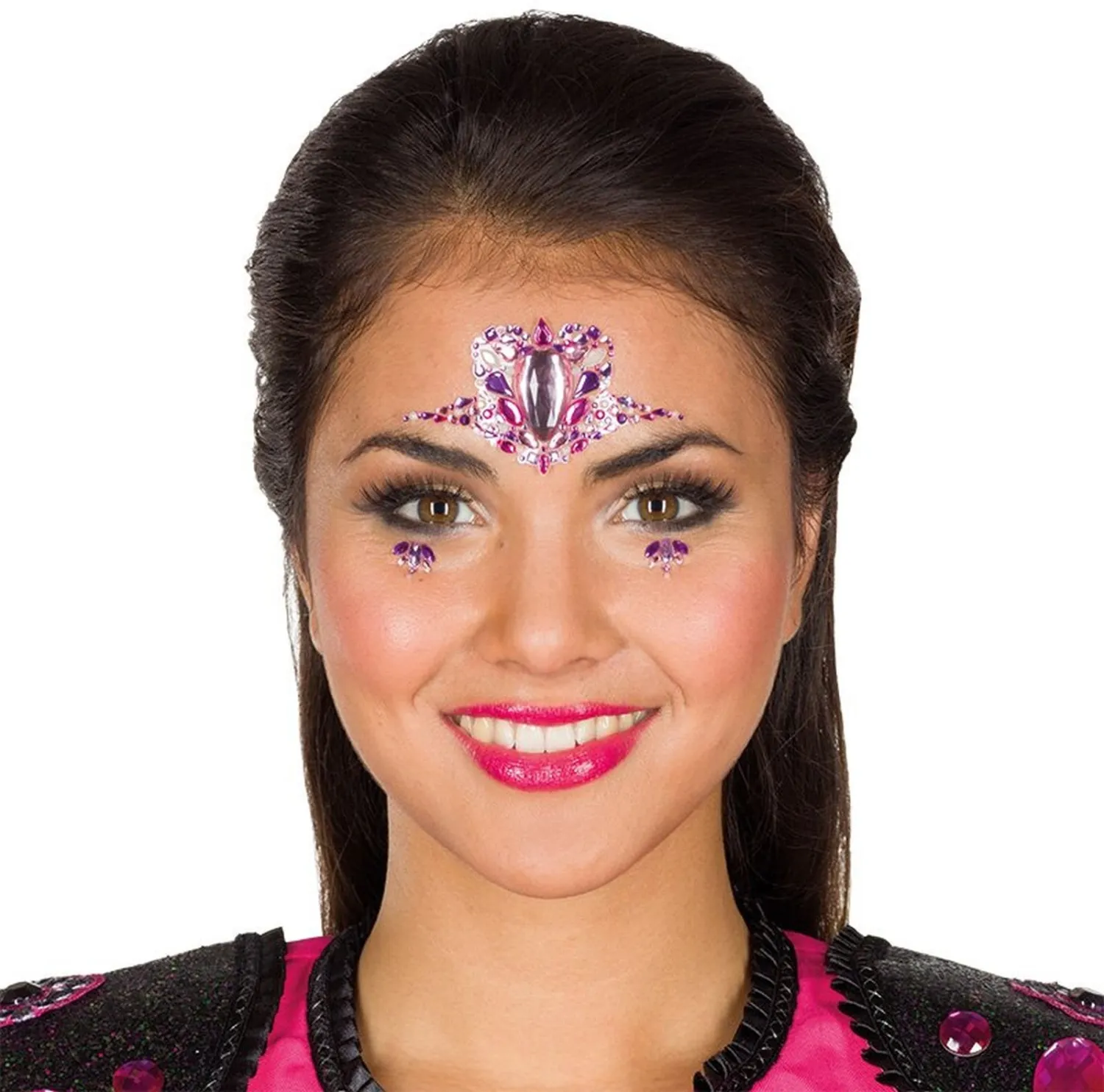 Festival Jewel-Sticker Gesicht Flamingo Sparkle