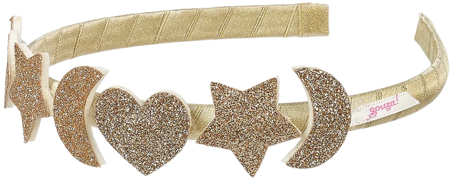 Souza Karneval Haarreif Warda Stern-Mond-Herz gold