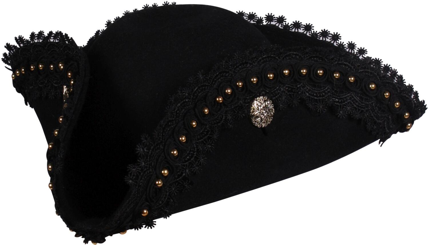 Thetru Karneval Hut Dreispitz Pearl schwarz