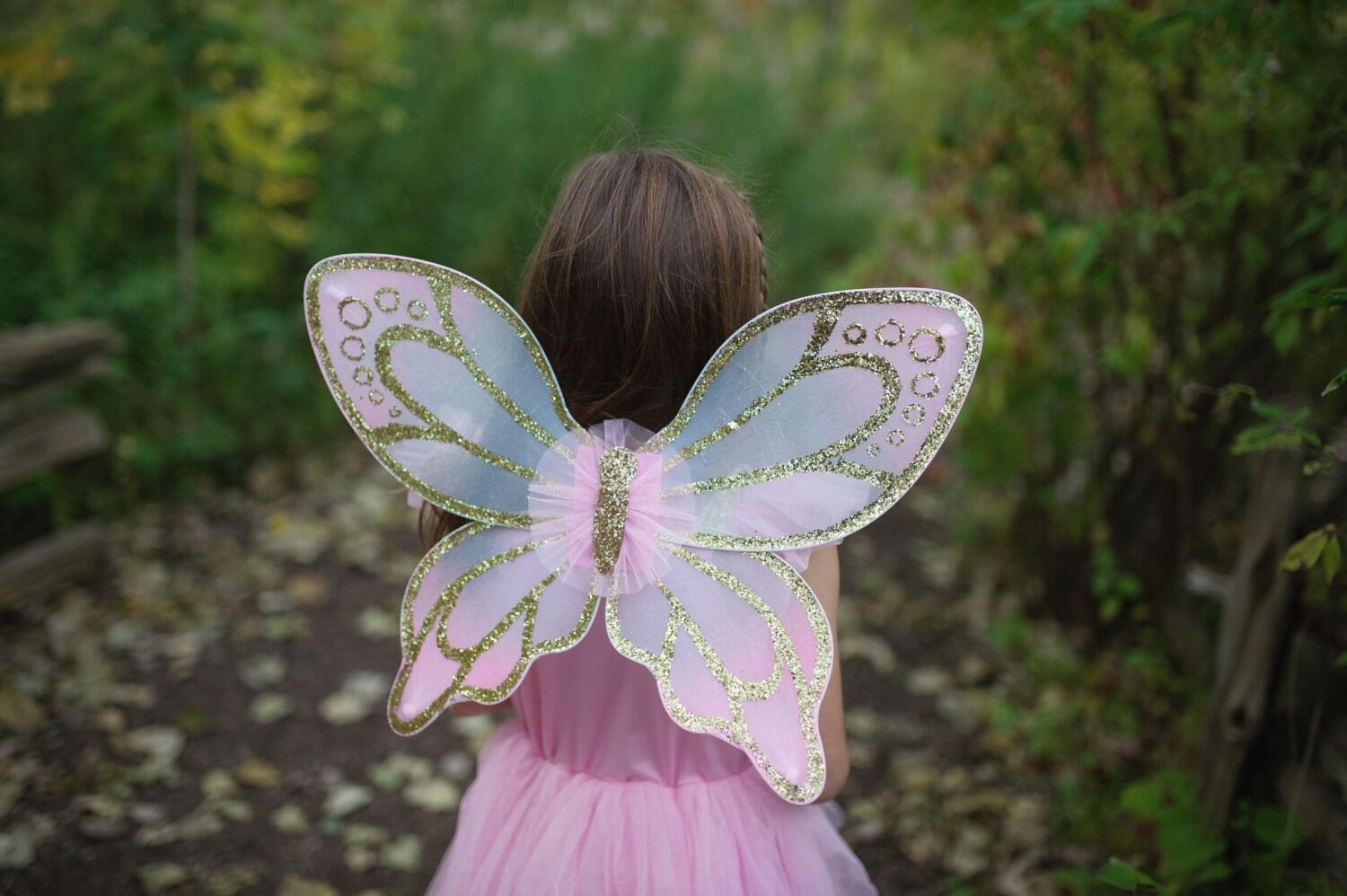 Karneval Kinder Kostüm Fee Goldener Schmetterling Flügel
