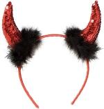 Karneval Halloween Pailletten Teufelshörner rot schwarz