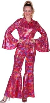 Thetru Karneval Damen Kostüm Jumpsuit 80er Disco pink