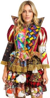 Thetru Karneval Damen Kostüm Patchwork Prinzessin bunt