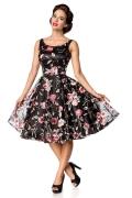 Damen Vintage Kleid Blumenkleid schwarz-rosa