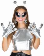 Karneval Halloween Alien Set 4-teilig silber