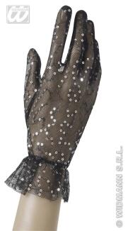 Karneval Handschuhe Pailletten transparent