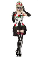 Karneval Halloween Damen Kostüm Set Mexikanisches Skelett