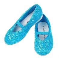 Karneval Kinder Schuhe Ballerinas Pailletten Lily blau
