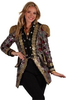 Thetru Karneval Damen Kostüm Jacke Frack Pailletten Mirror