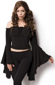 Karneval Damen Piratenbluse Mittelalterbluse schwarz