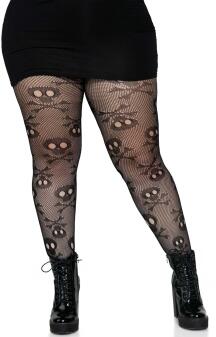 Leg Avenue Karneval Damen Netz Strumpfhose Piraten-Schädel XL