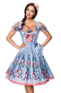 Oktoberfest Damen Dirndl Kleid hellblau mit bestickter Bluse