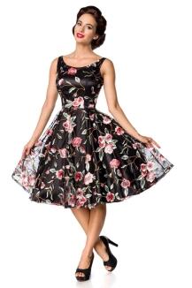 Damen Vintage Kleid Blumenkleid schwarz-rosa