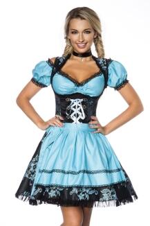 Oktoberfest Dirndl Kleid Jacquard blau-schwarz