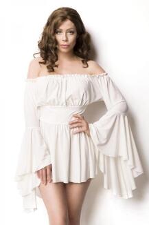 Karneval Damen Piraten Mittelalterkleid Longbluse weiß