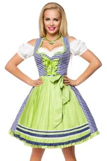 Oktoberfest Damen Dirndl Kleid kariert weiß-blau