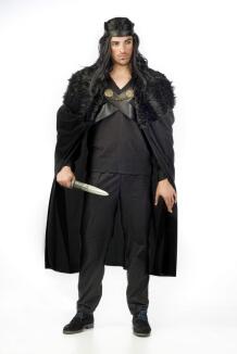 Karneval Herren Cape mit Kunstfell schwarz