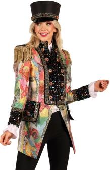 Thetru Karneval Damen Kostüm Jacke Frack Color Birds