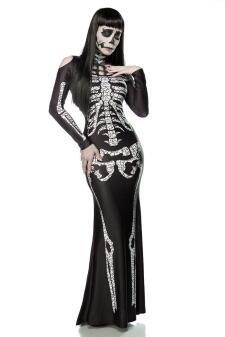 Karneval Halloween Damen Kostüm Skelett Lady