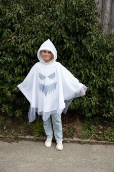 Karneval Halloween Kinder Kostüm Geister Poncho weiß