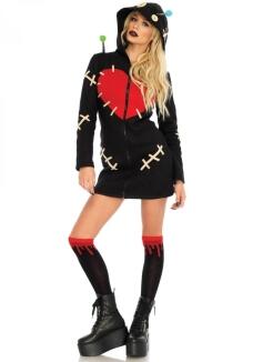 Halloween Karneval Damen Kostüm Voodoo Puppe Fleece