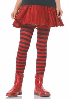 Leg Avenue Kinder Strumpfhose Ringel schwarz-rot gestreift