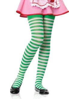 Leg Avenue Kinder Strumpfhose Ringel weiß-grün gestreift