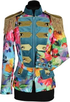 Thetru Karneval Damen Kostüm Jacke Color Queen Flowers