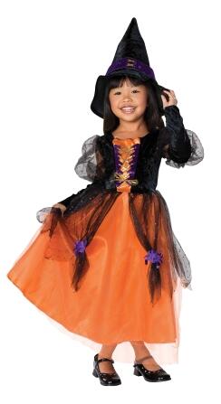Karneval Halloween Mädchen Kostüm Hexe Pretty Witch orange