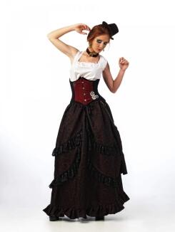 Karneval Damen Unterbrust Corsage Steampunk Zahnrad
