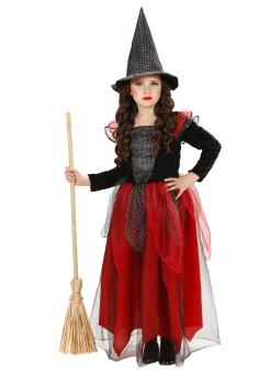 Karneval Halloween Mädchen Kostüm Hexe rot-schwarz