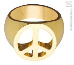 Karneval Hippie goldener Ring PEACE