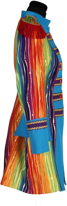 Thetru Karneval Damen Kostüm Jacke Frack Rainbow Gold