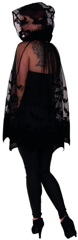Karneval Halloween Damen Umhang Cape Fledermaus schwarz