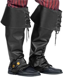 Karneval Stulpen Stiefelüberzieher in Lederoptik schwarz