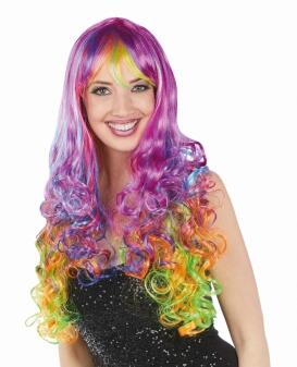 Karneval Damen Perücke Rainbow Locken