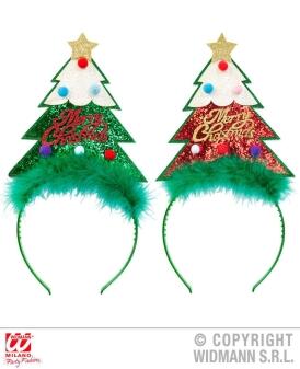 Weihnachtsmütze Haarreif Glitter Weihnachtsbaum