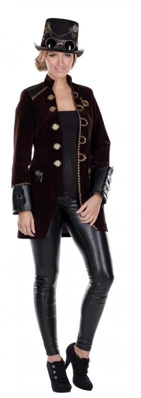Karneval Damen Kostüm Steampunk Mantel braun