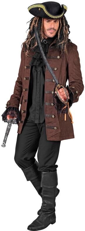 Karneval Herren Kostüm Jacke Historischer Mantel braun