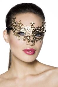 Karneval Damen Maske Metall gold