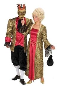 Karneval Damen Kostüm Contessa Venezia Rot-Gold