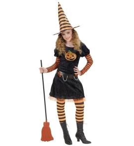 Karneval Halloween Mädchen Kostüm Kürbis Hexe