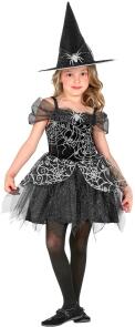 Karneval Halloween Mädchen Kostüm Spinnen-Hexe schwarz