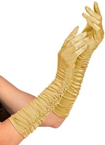 Karneval Halloween halblange Satin Handschuhe gerafft Farbwahl