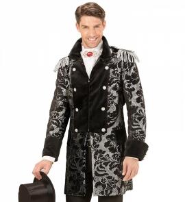 Karneval Herren Kostüm Mantel Jacket Jaquard schwarz silber